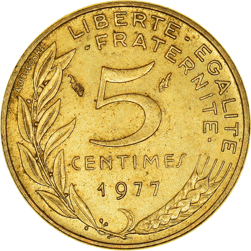 Coin, France, 5 Centimes, 1977