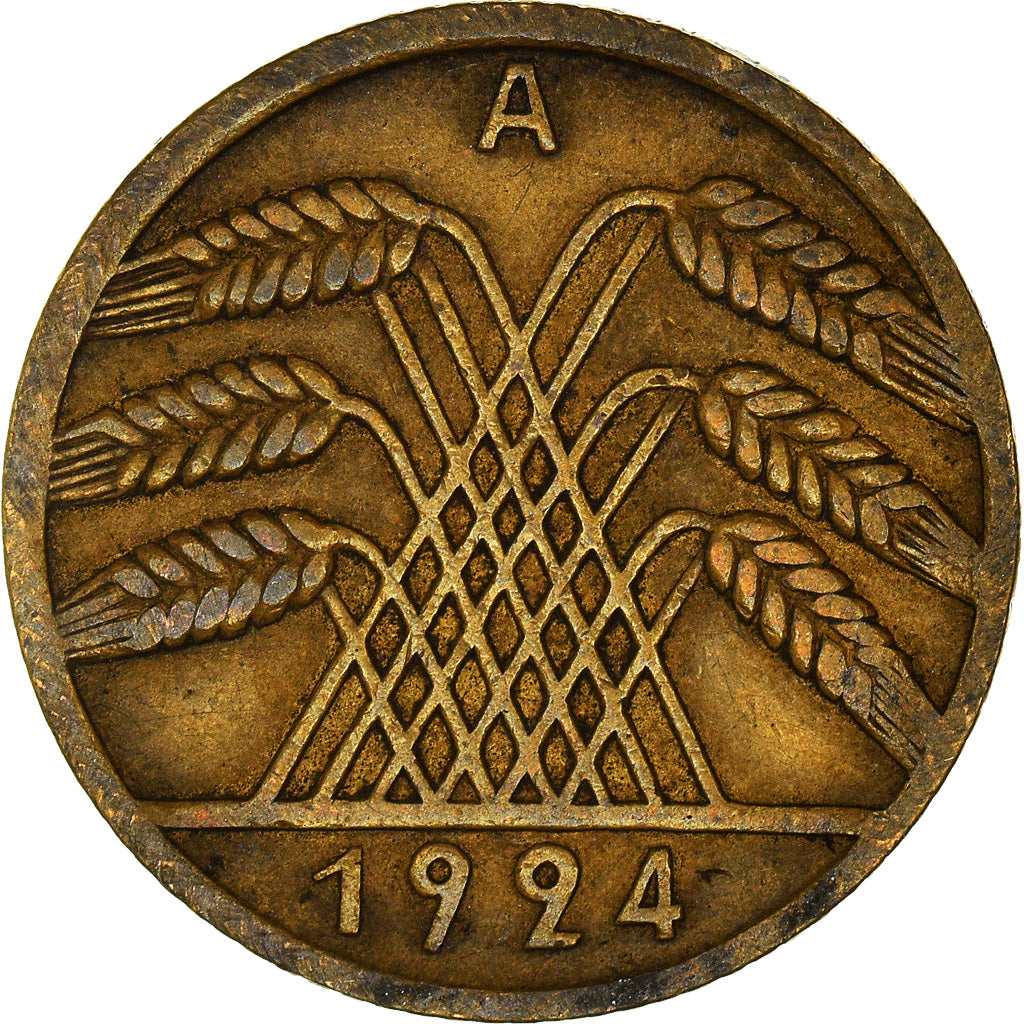 Moneta, NIEMCY, REP. WEIMARSKA, 10 Reichspfennig, 1924