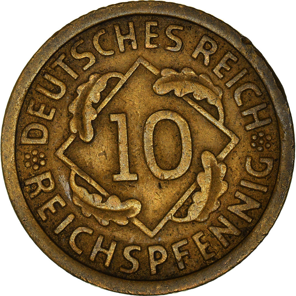 Moneta, NIEMCY, REP. WEIMARSKA, 10 Reichspfennig, 1924