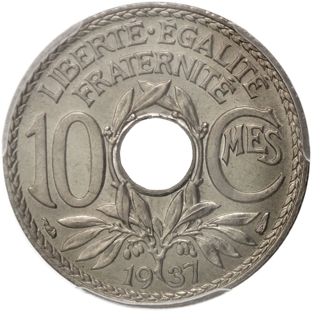 France, Lindauer, 10 Centimes, 1937, Paris, PCGS, MS66, KM:866a
