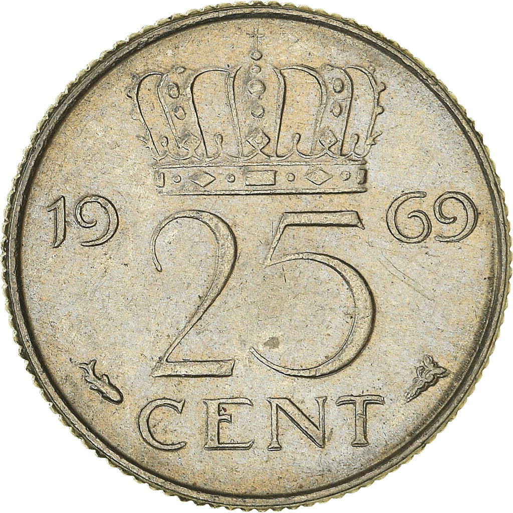 Münze, Niederlande, 25 Cents, 1969