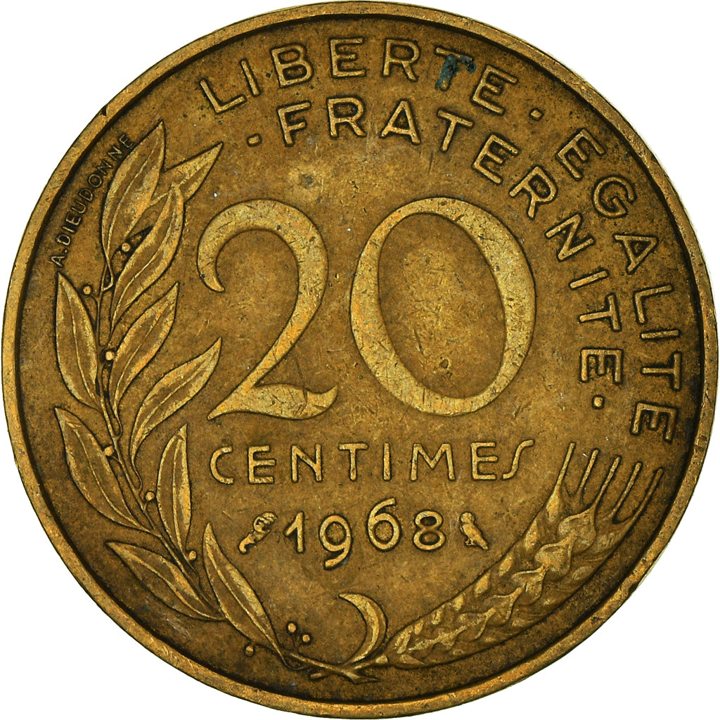Moneda, Francia, 20 Centimes, 1968