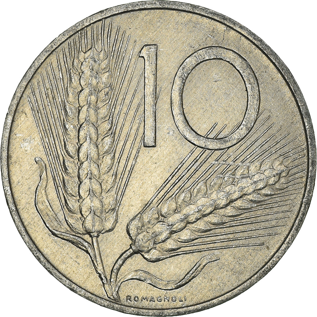 Moeda, Itália, 10 Lire, 1973