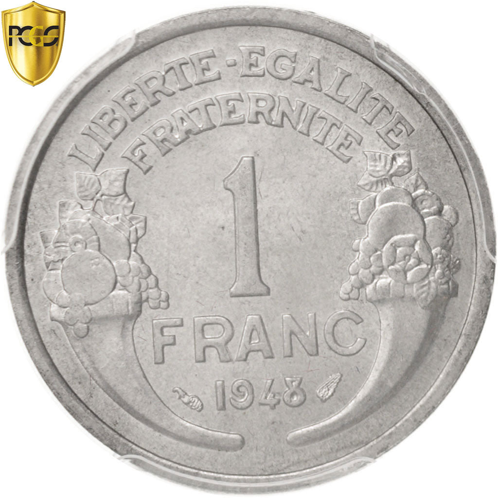 Coin, France, Morlon, Franc, 1948, Paris, PCGS, MS64, MS(64), Aluminum