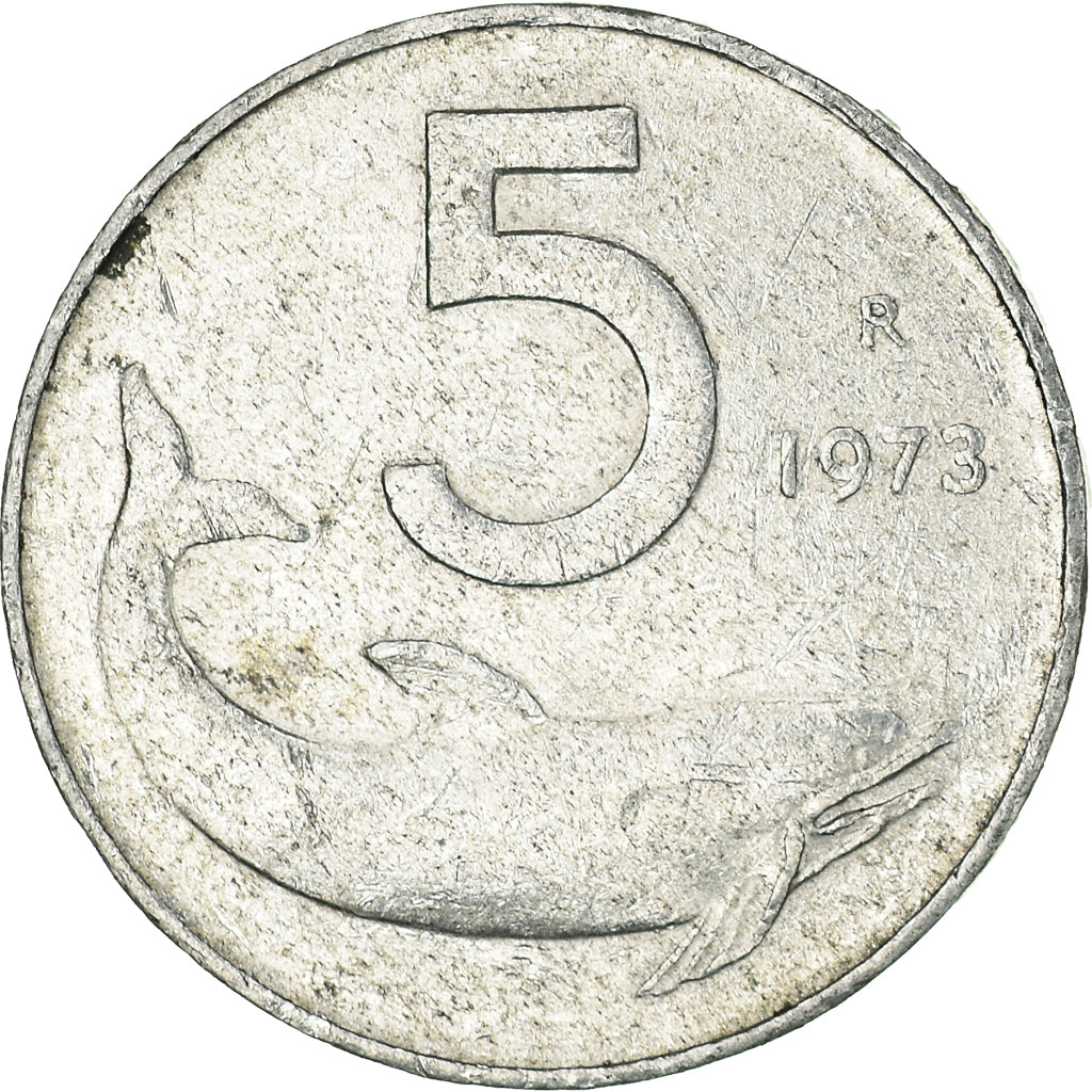 Moeda, Itália, 5 Lire, 1973