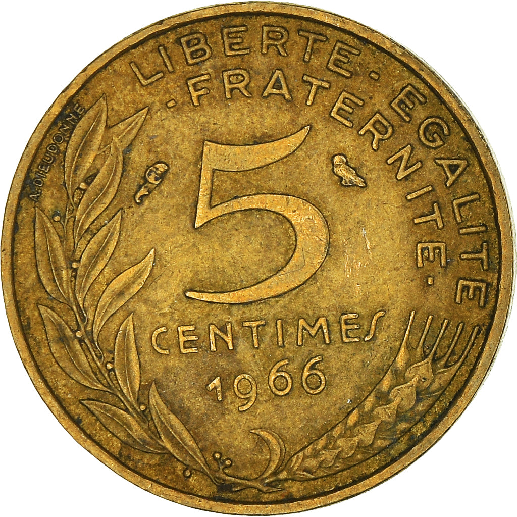 Moeda, França, 5 Centimes, 1966