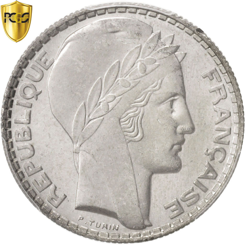 France, Turin, 10 Francs, 1929, Paris, PCGS, MS63, Silver, KM:878