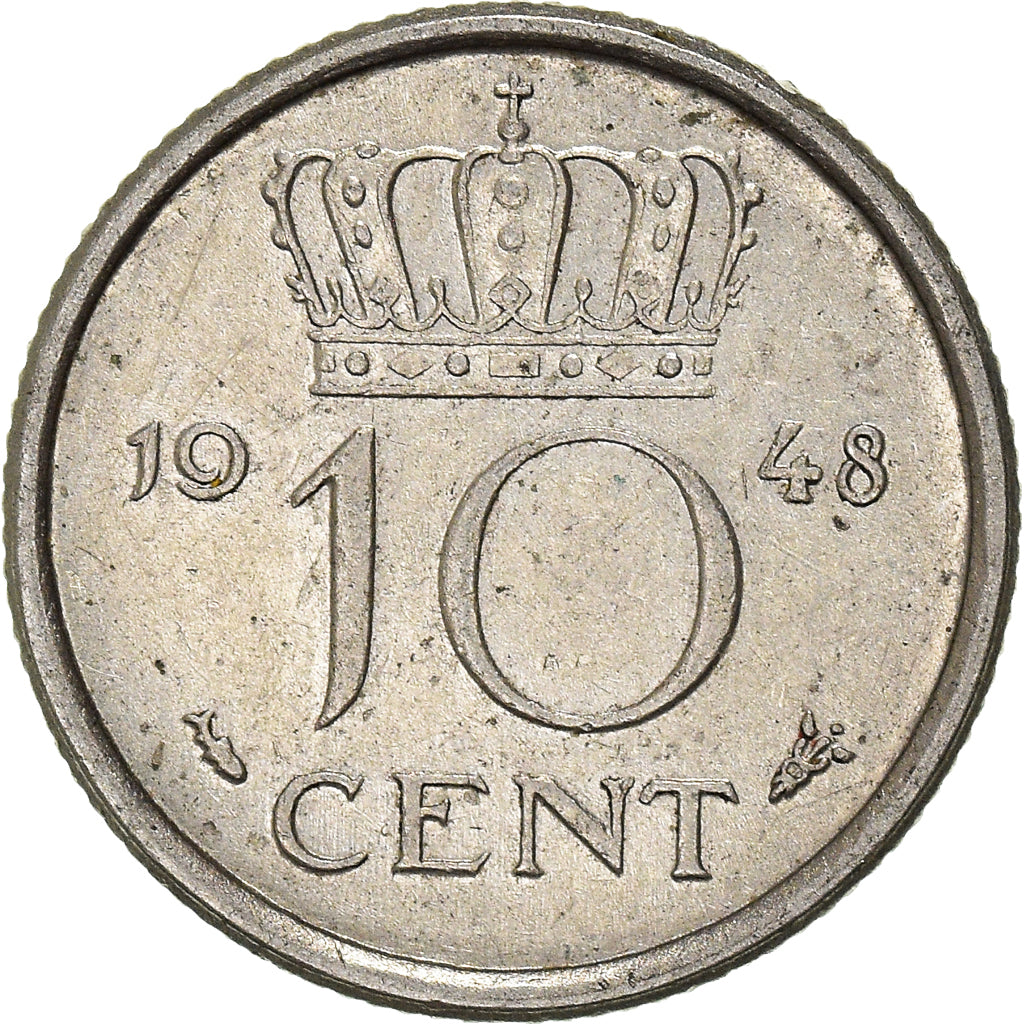 Moeda, Países Baixos, 10 Cents, 1948