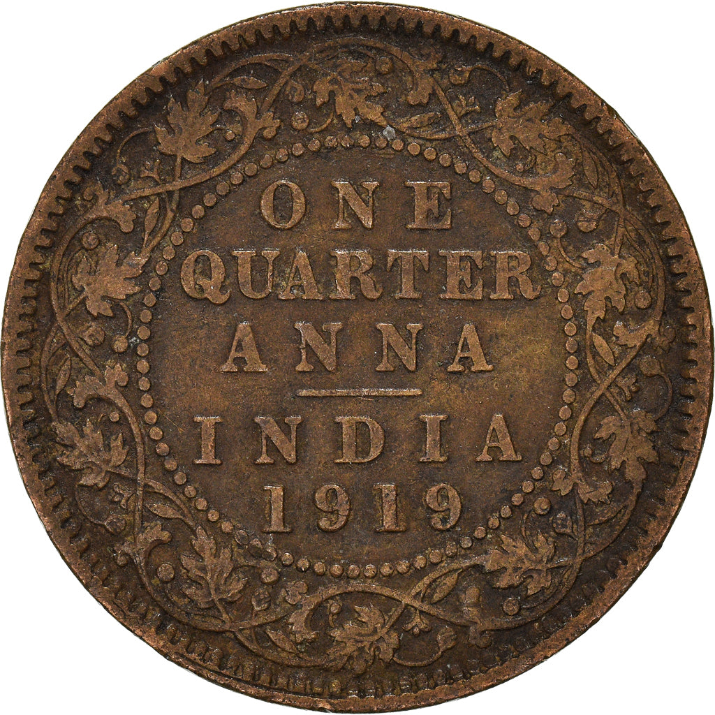 Moeda, ÍNDIA - BRITÂNICA, 1/4 Anna, 1919