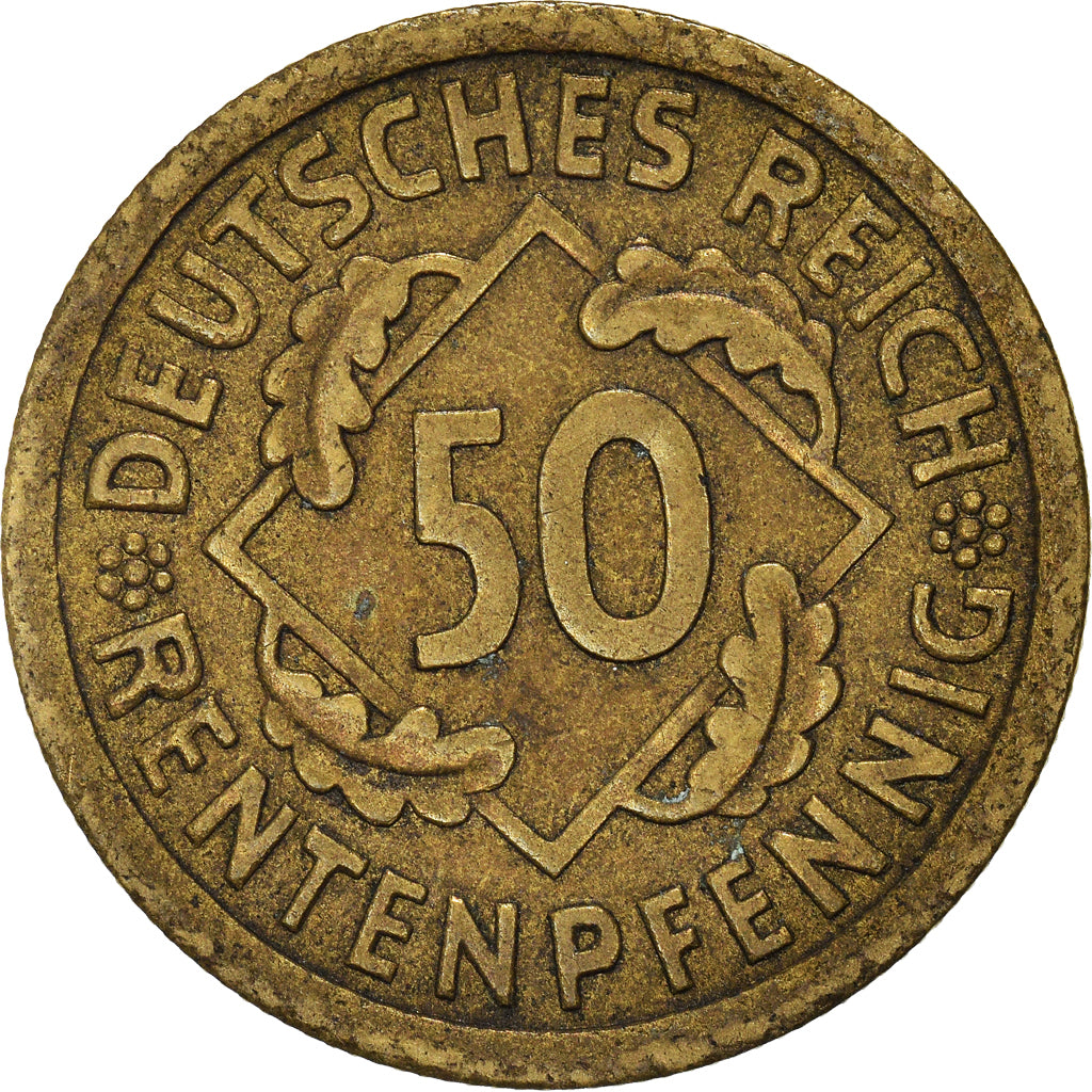 Moneda, ALEMANIA - REPÚBLICA DE WEIMAR, 50 Rentenpfennig, 1924