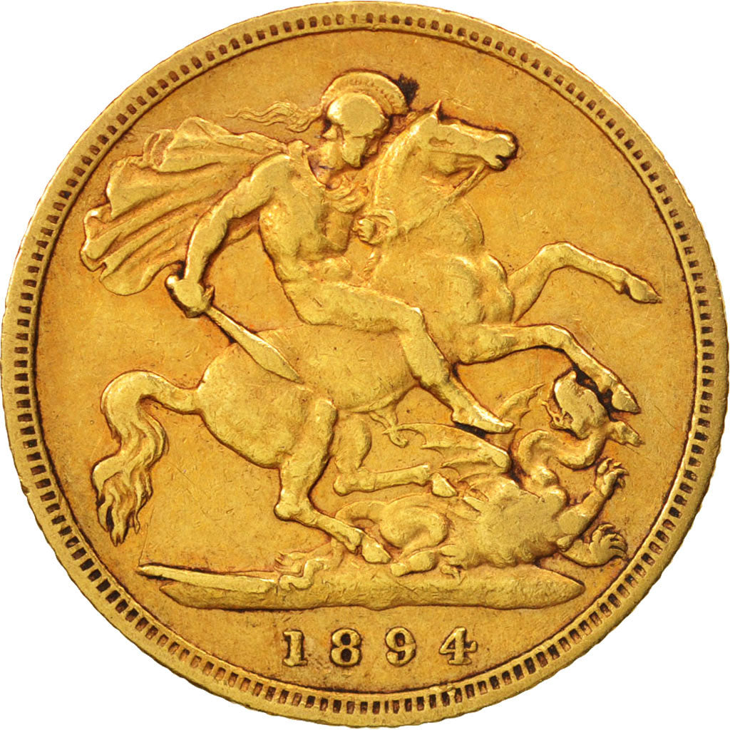 Great Britain, Victoria, 1/2 Sovereign, 1894, EF(40-45), Gold, KM:784
