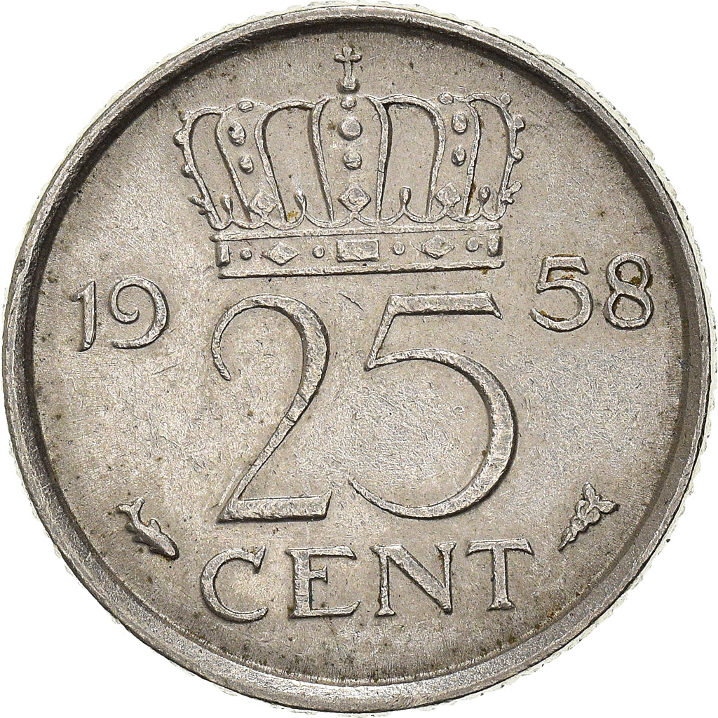 Münze, Niederlande, 25 Cents, 1958