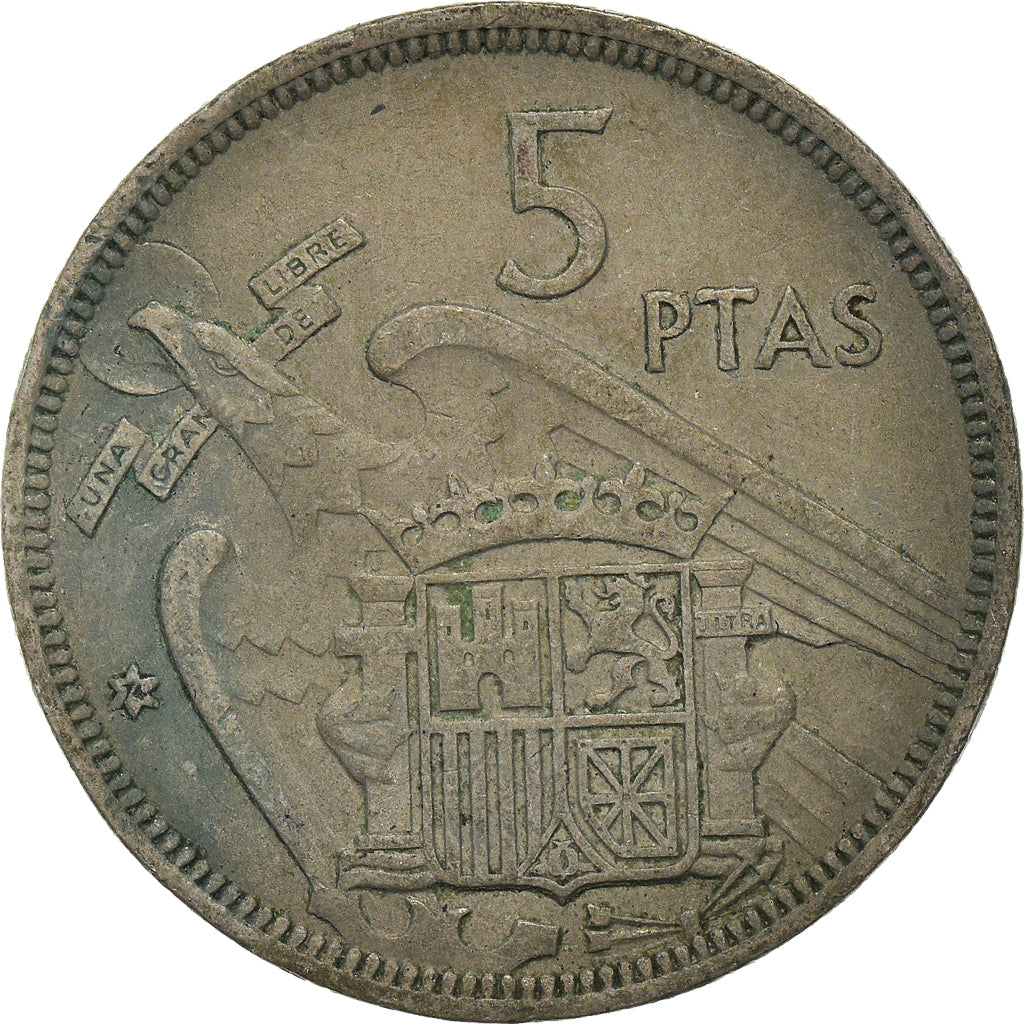 Moeda, Espanha, 5 Pesetas, 1957 (74)