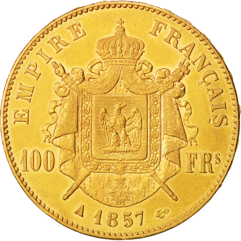 France, Napoleon III, 100 Francs, 1857, Paris, TTB+, Or, KM:786.1