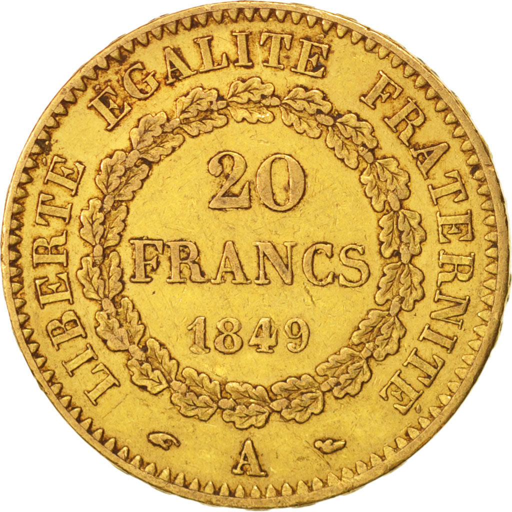 Francia, Génie, 20 Francs, 1849, Paris, BB, Oro, KM:757, Gadoury:1032