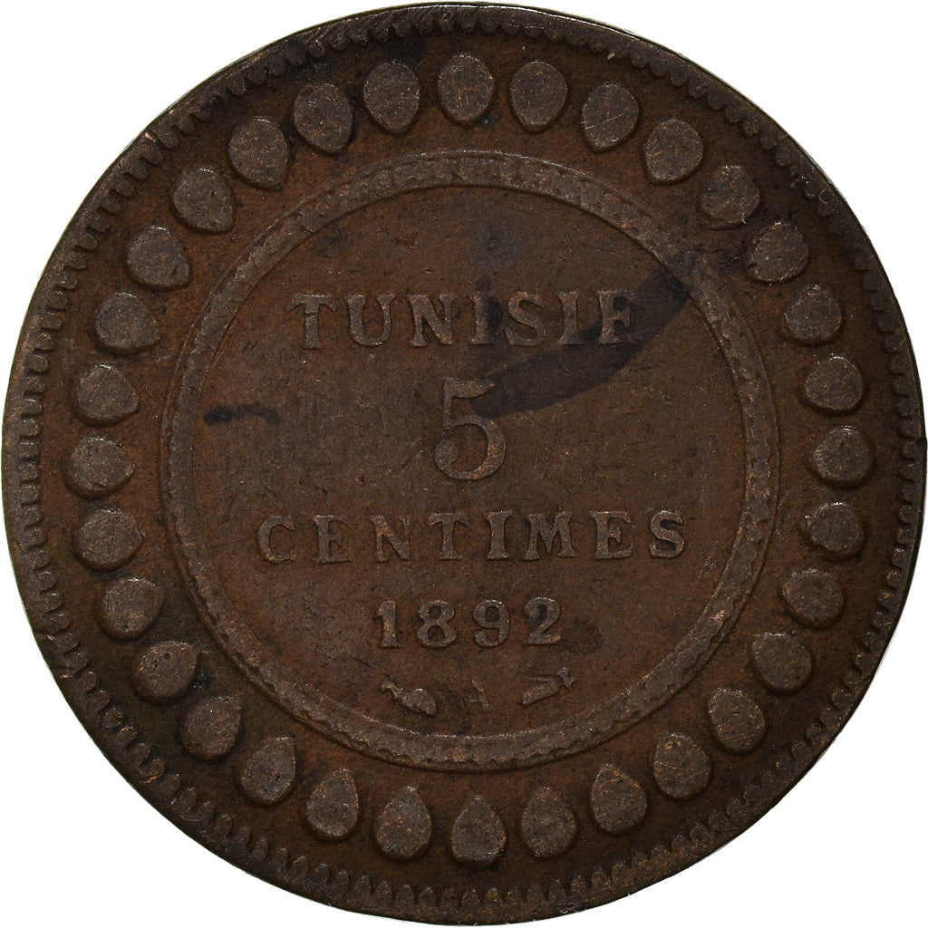 Moneta, Tunisia, 5 Centimes, 1892