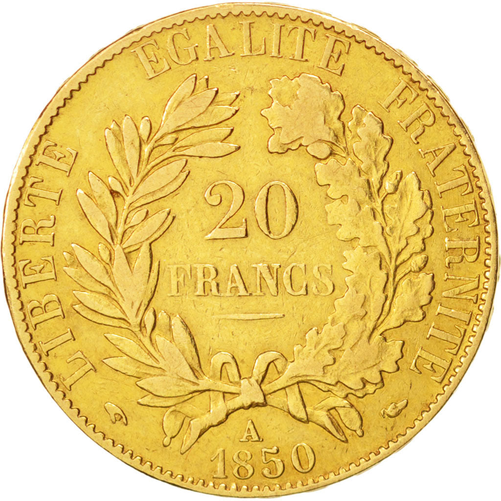 France, Cérès, 20 Francs, 1850, Paris, TTB, Or, KM:762, Gadoury:1059