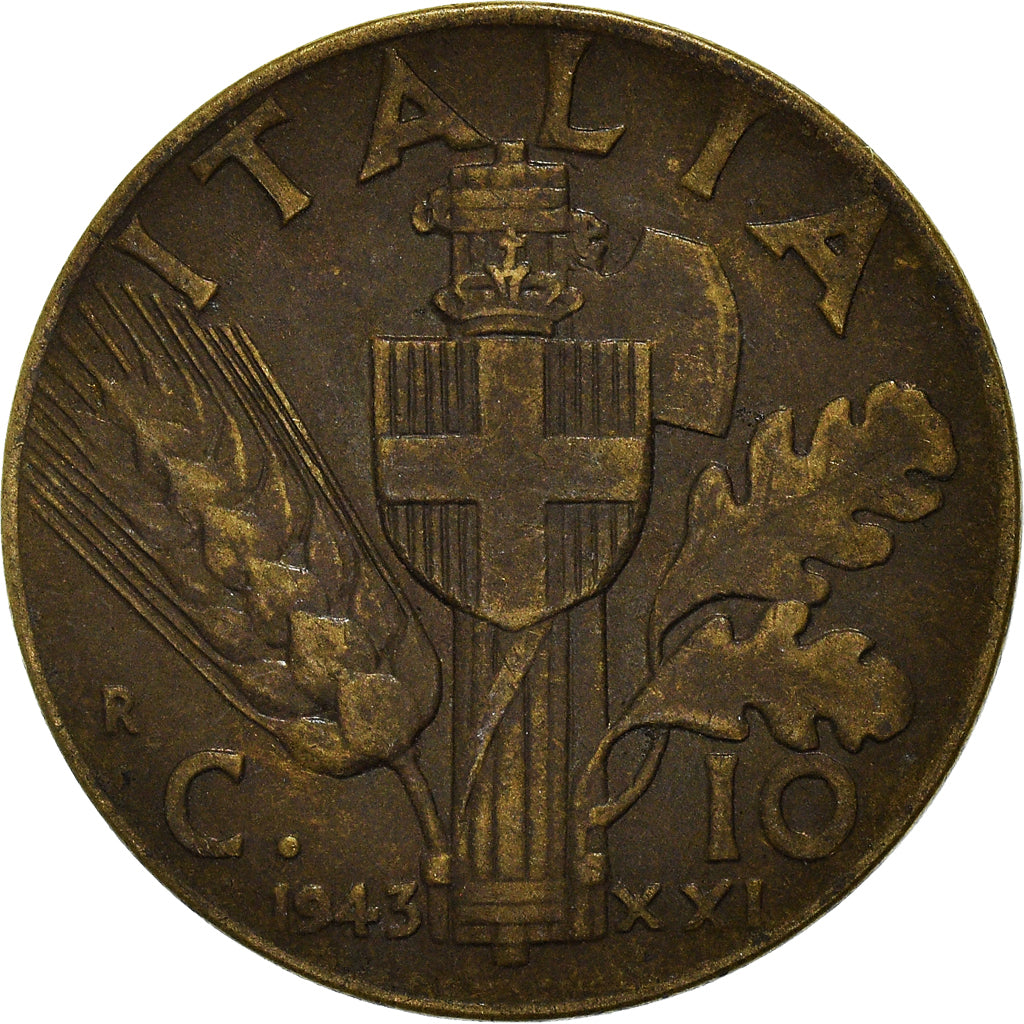 Moneda, Italia, 10 Centesimi, 1943