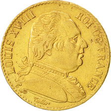 France, Louis XVIII, 20 Francs, 1814, Paris, EF(40-45), Gold, KM:706.1