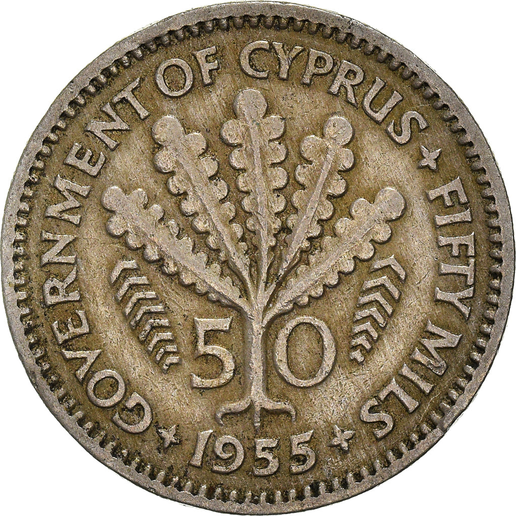 Monnaie, Chypre, 50 Mils, 1955