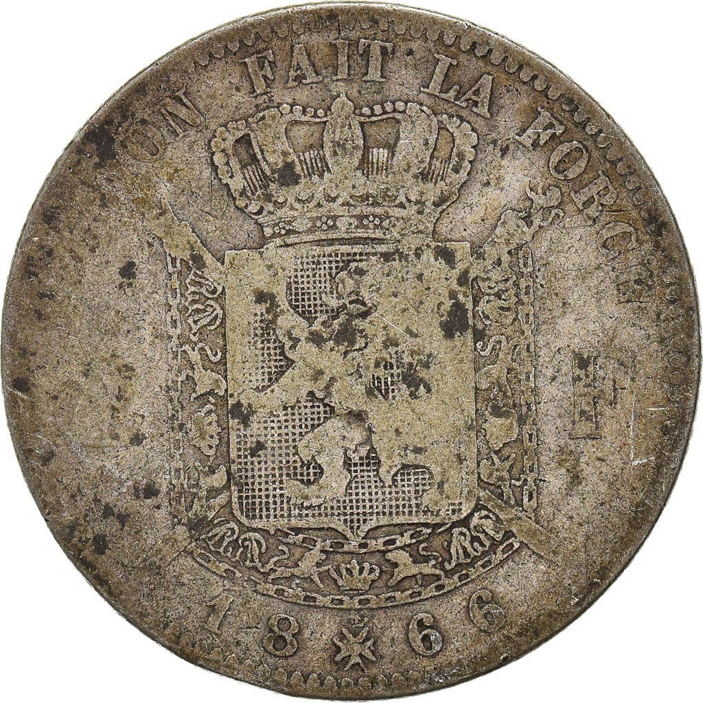 Moneta, Belgia, 2 Francs, 2 Frank, 1866