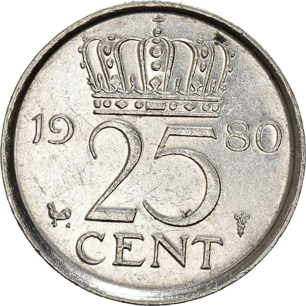 Moneda, Países Bajos, 25 Cents, 1980