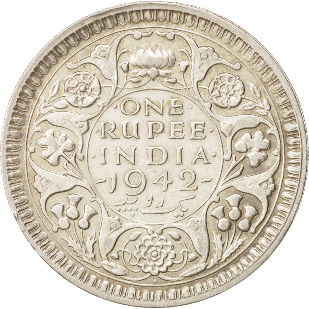 INDIA-BRITISH, George VI, Rupee, 1942, Bombay, AU(50-53), Silver, KM:557.1