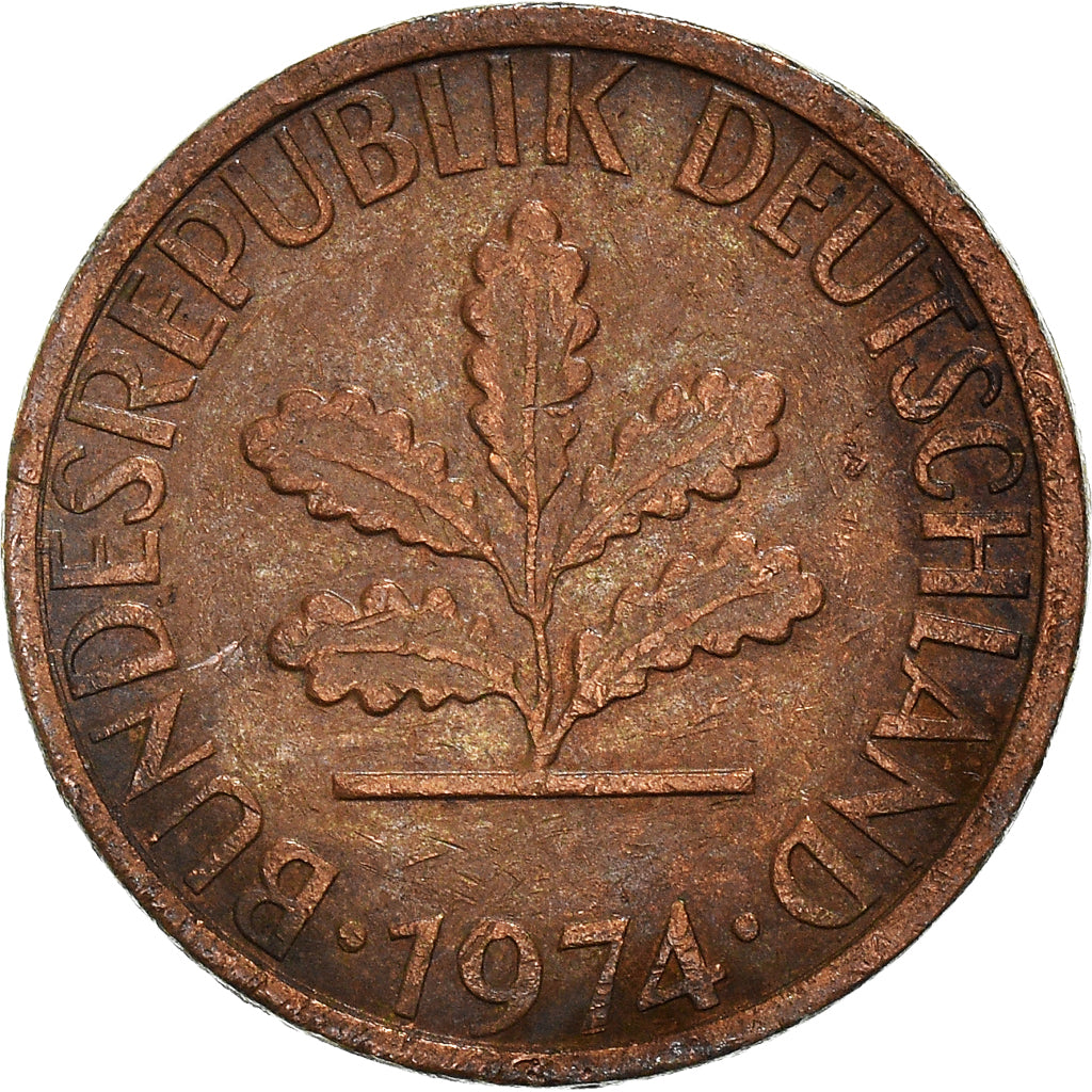 Münze, Bundesrepublik Deutschland, Pfennig, 1974