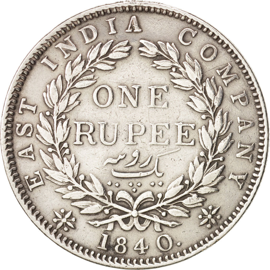 INDIA-BRITISH, Victoria, Rupee, 1840, Calcutta, EF(40-45), Silver, KM:457.1