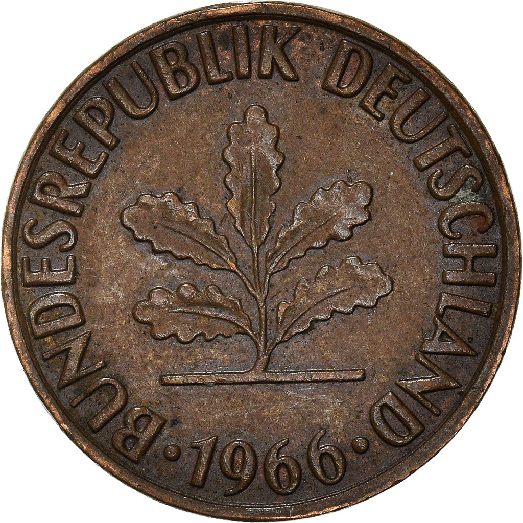 Moeda, ALEMANHA - REPÚBLICA FEDERAL, 2 Pfennig, 1966