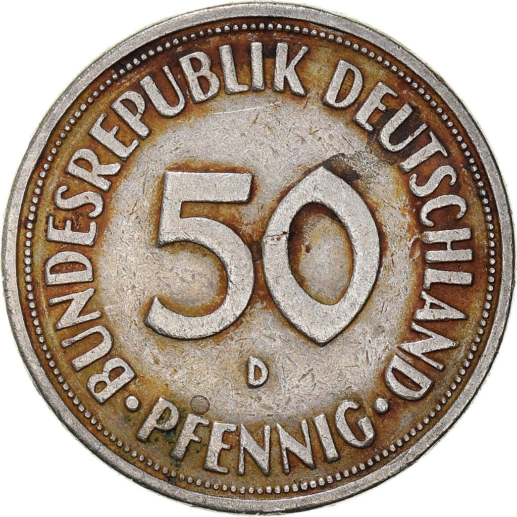 Moneda, ALEMANIA - REPÚBLICA FEDERAL, 50 Pfennig, 1950