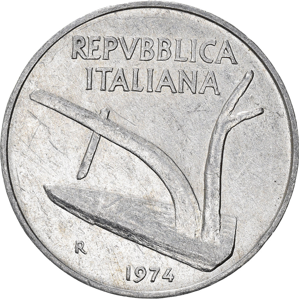 Moeda, Itália, 10 Lire, 1974