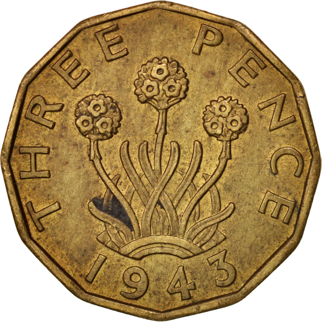 Great Britain, George VI, 3 Pence, 1943, EF(40-45), Nickel-brass, KM:849