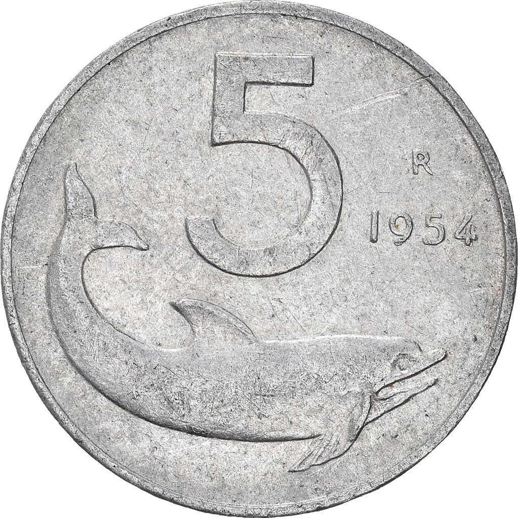 Coin, Italy, 5 Lire, 1954