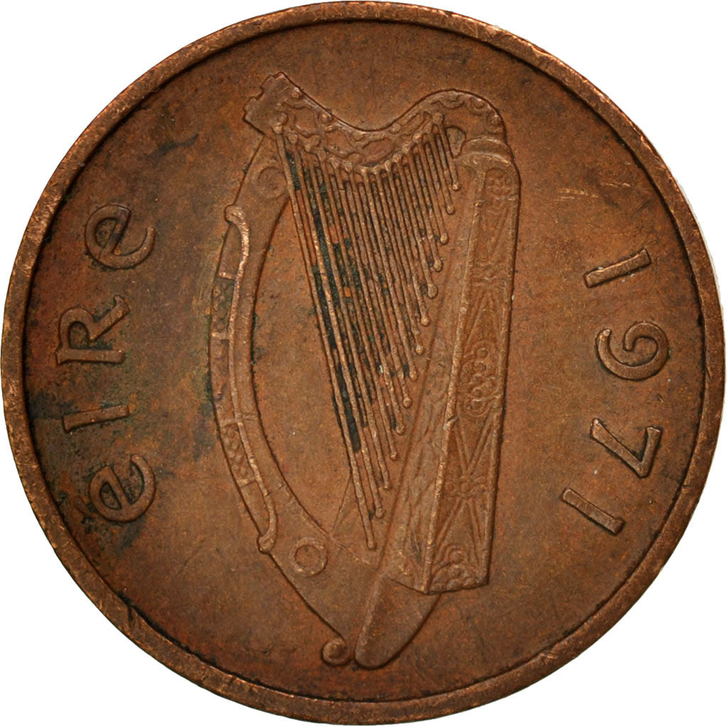 Coin, IRELAND REPUBLIC, 1/2 Penny, 1971, EF(40-45), Bronze, KM:19