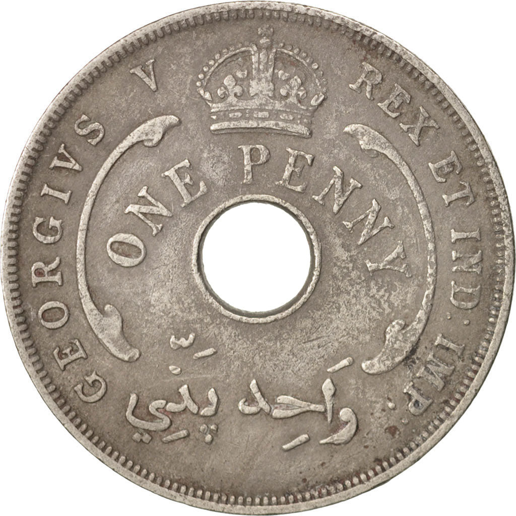 BRITISH WEST AFRICA, George V, Penny, 1934, VF(30-35), Copper-nickel, KM:9
