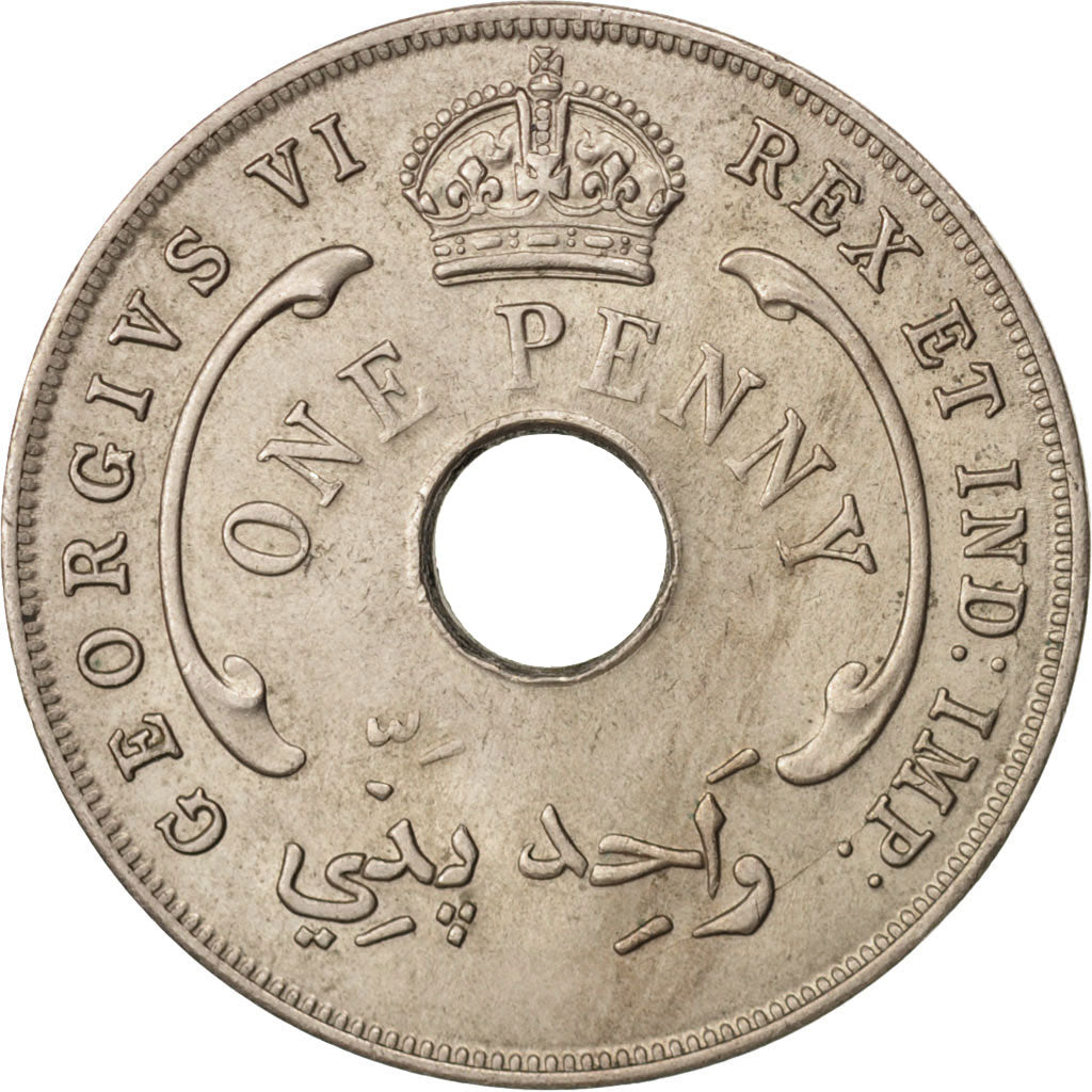 BRITISH WEST AFRICA, George VI, Penny, 1942, AU(50-53), Copper-nickel, KM:19