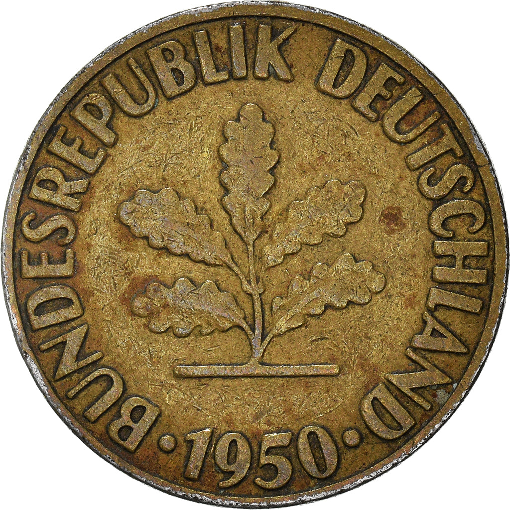 Moeda, ALEMANHA - REPÚBLICA FEDERAL, 10 Pfennig, 1950