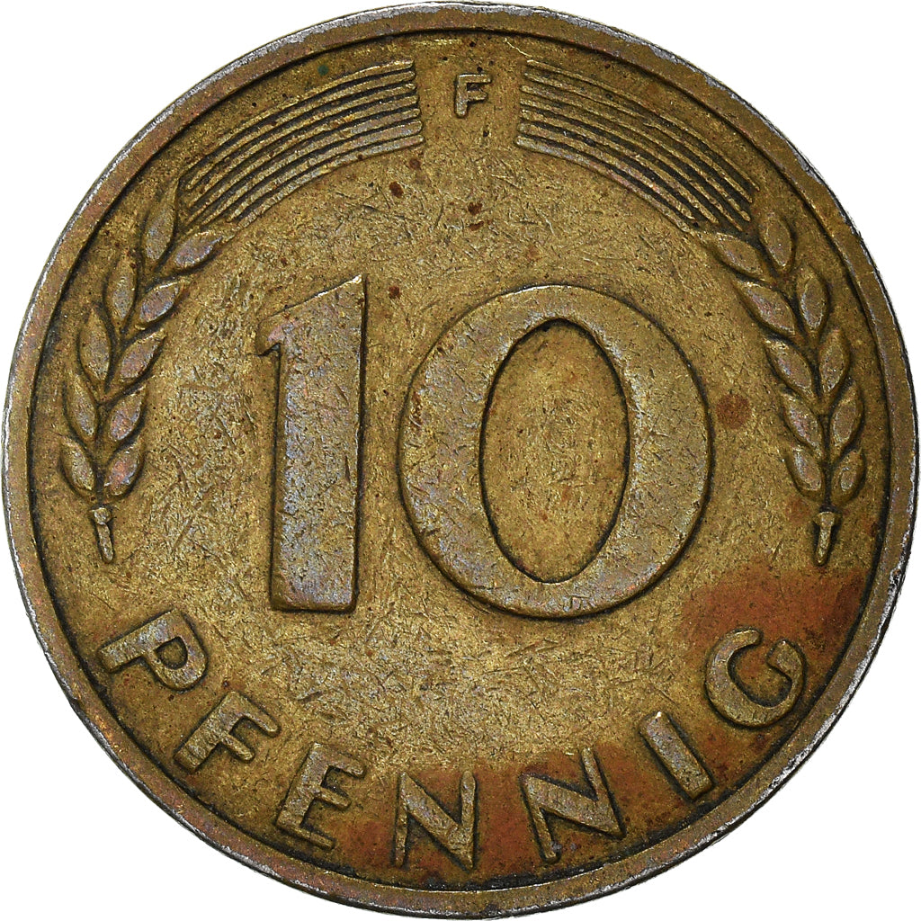Moeda, ALEMANHA - REPÚBLICA FEDERAL, 10 Pfennig, 1950