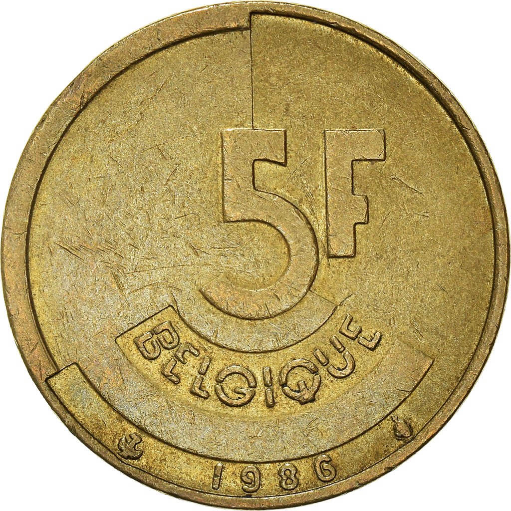 Moneta, Belgia, 5 Francs, 5 Frank, 1986