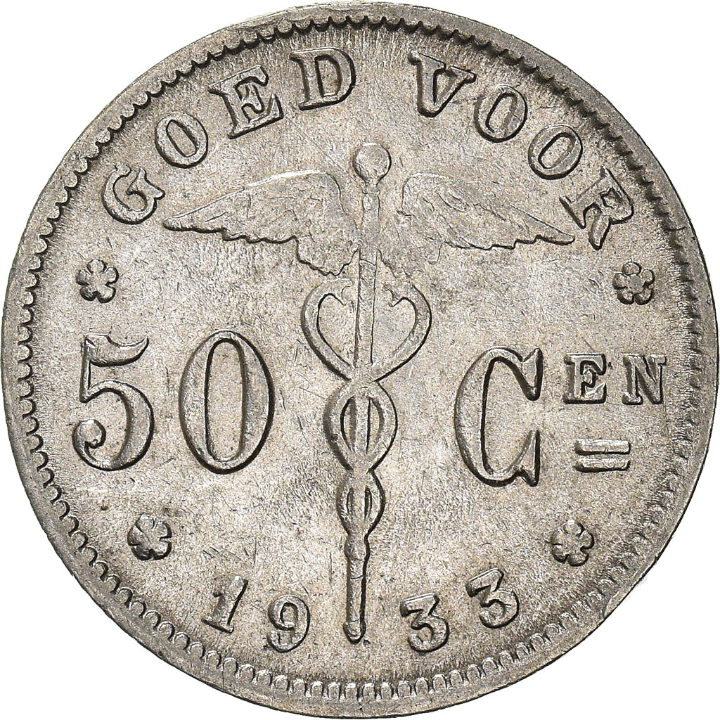 Münze, Belgien, 50 Centimes, 1933