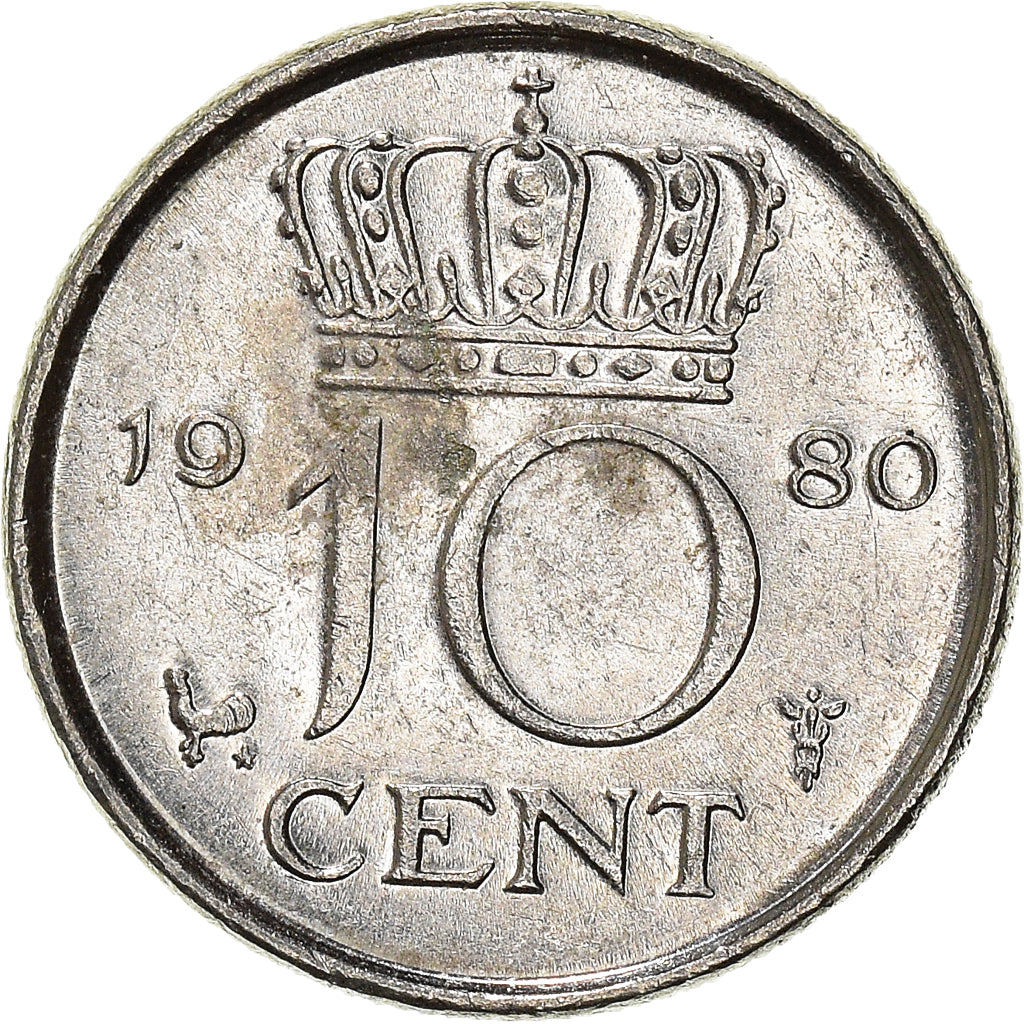 Moeda, Países Baixos, 10 Cents, 1980