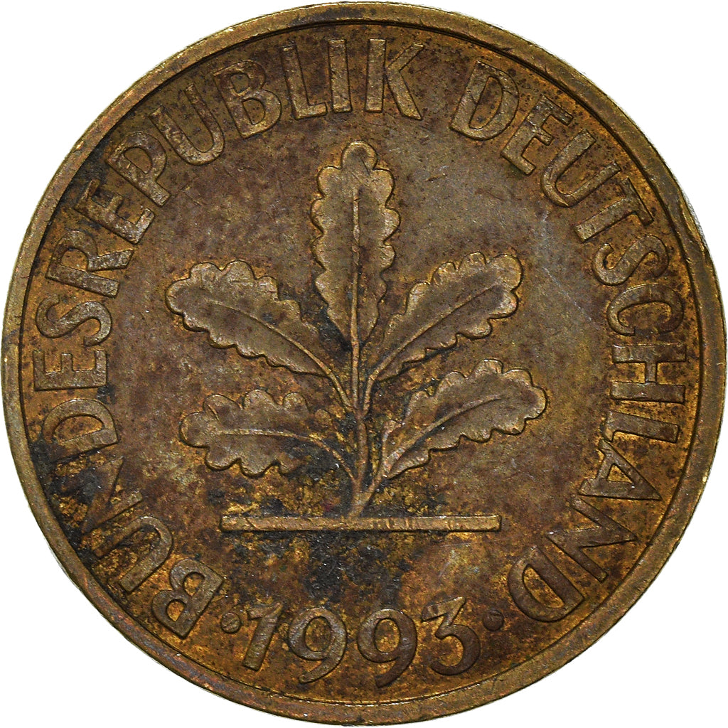 Moeda, ALEMANHA - REPÚBLICA FEDERAL, 10 Pfennig, 1993