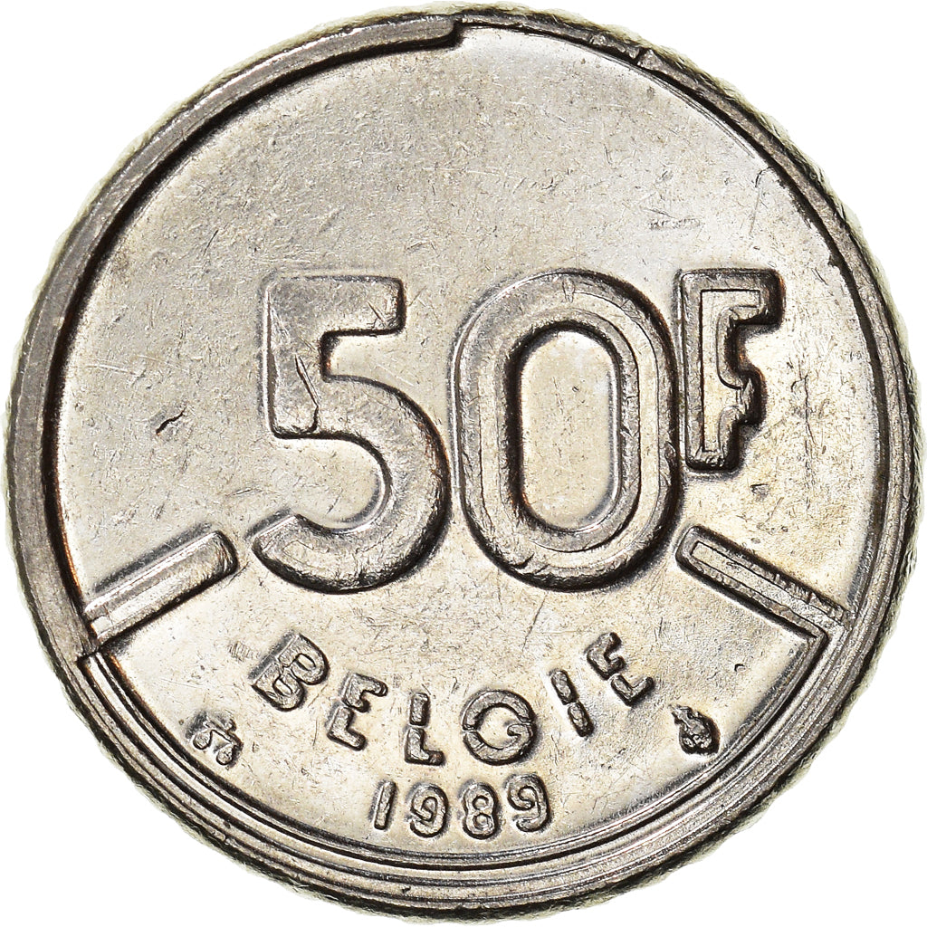 Moeda, Bélgica, 50 Francs, 50 Frank, 1989