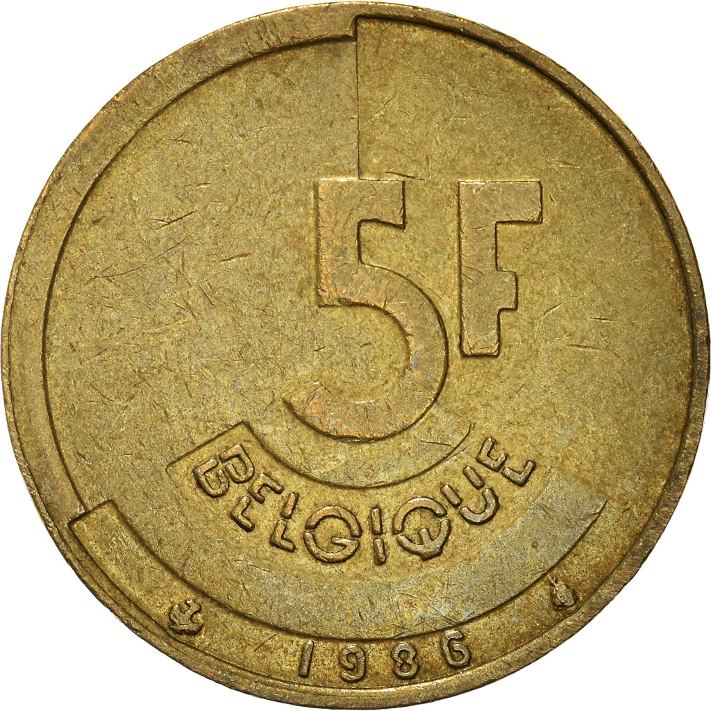 Münze, Belgien, 5 Francs, 5 Frank, 1986