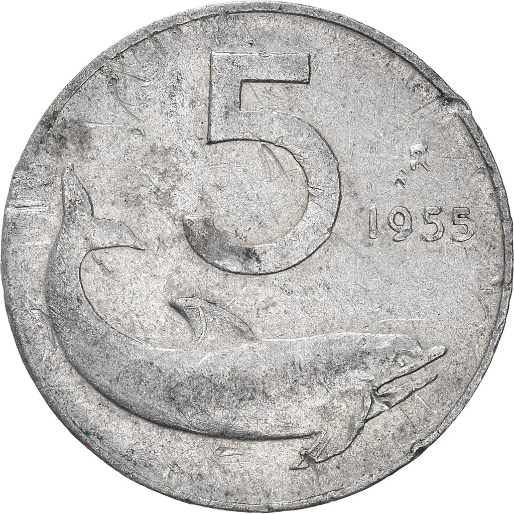 Moneta, Italia, 5 Lire, 1955