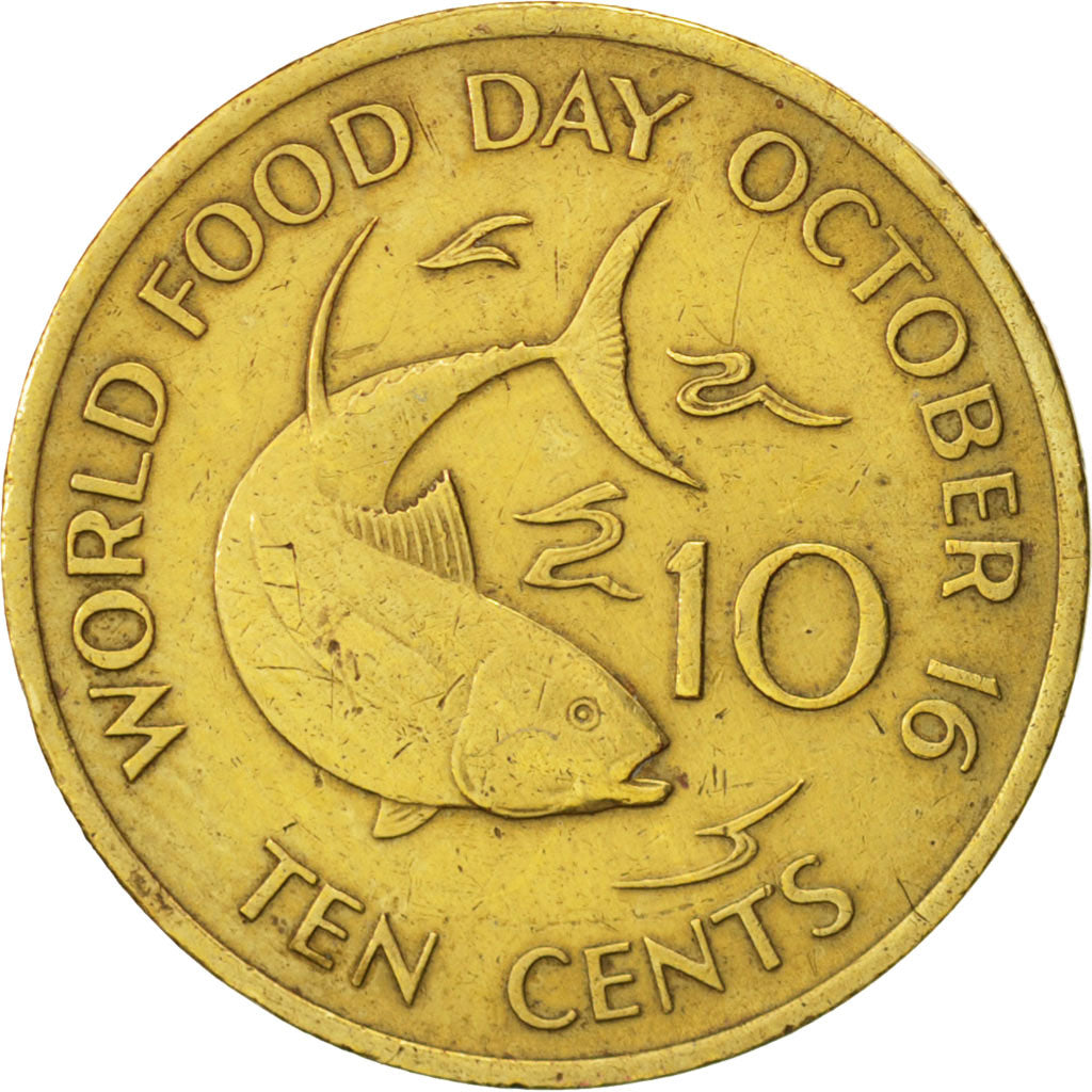 Coin, Seychelles, 10 Cents, 1981, British Royal Mint, EF(40-45), Brass, KM:44