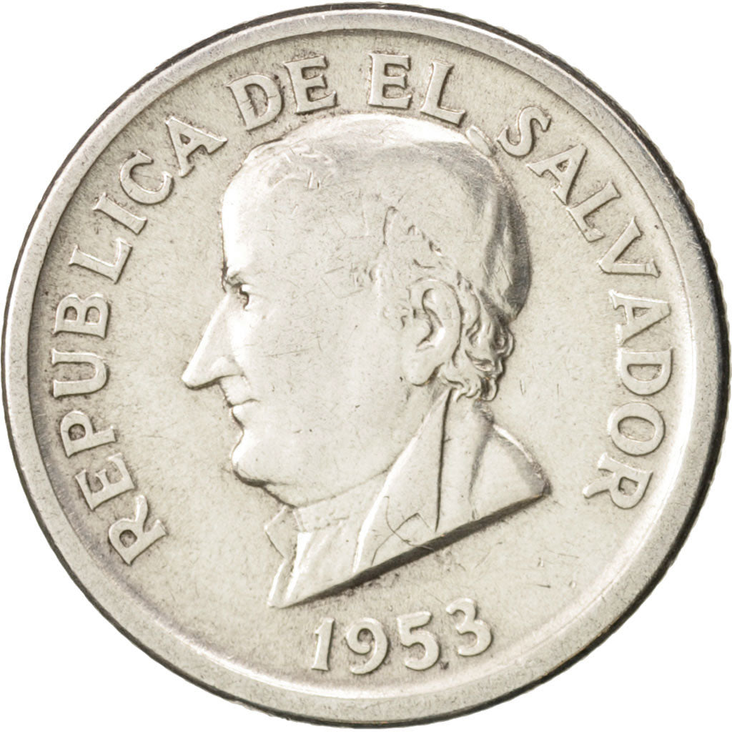 El Salvador, 25 Centavos, 1953, AU(55-58), Silver, KM:137