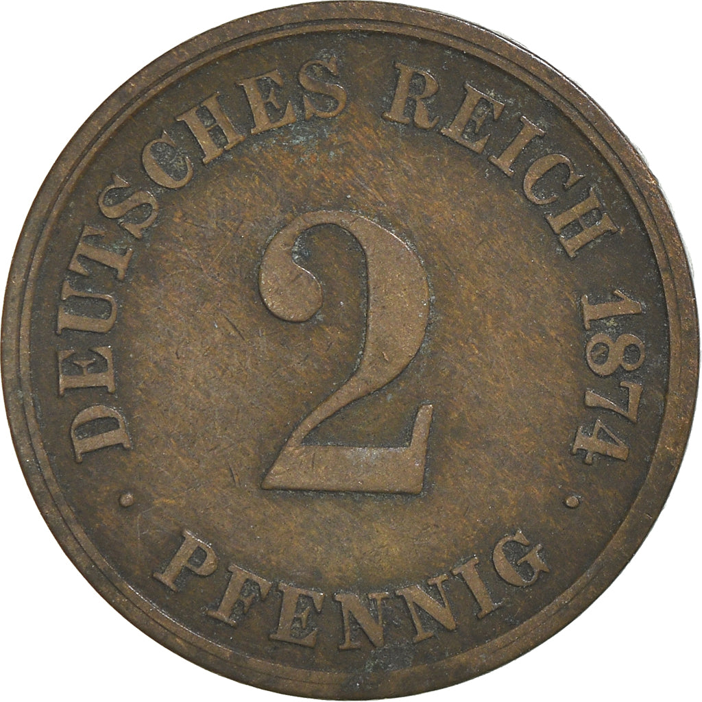 Monnaie, Empire allemand, 2 Pfennig, 1874