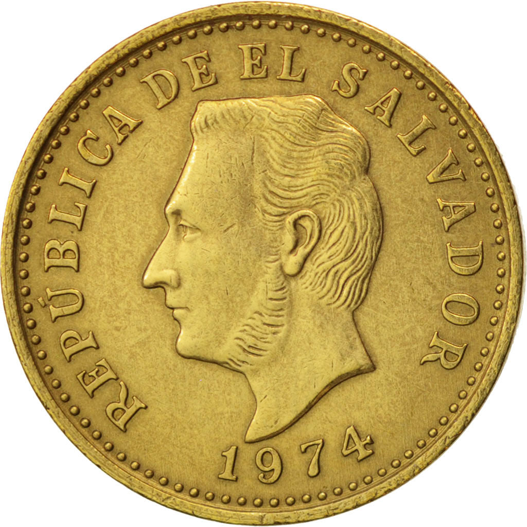 El Salvador, 2 Centavos, 1974, British Royal Mint, England, AU(50-53), Nickel...